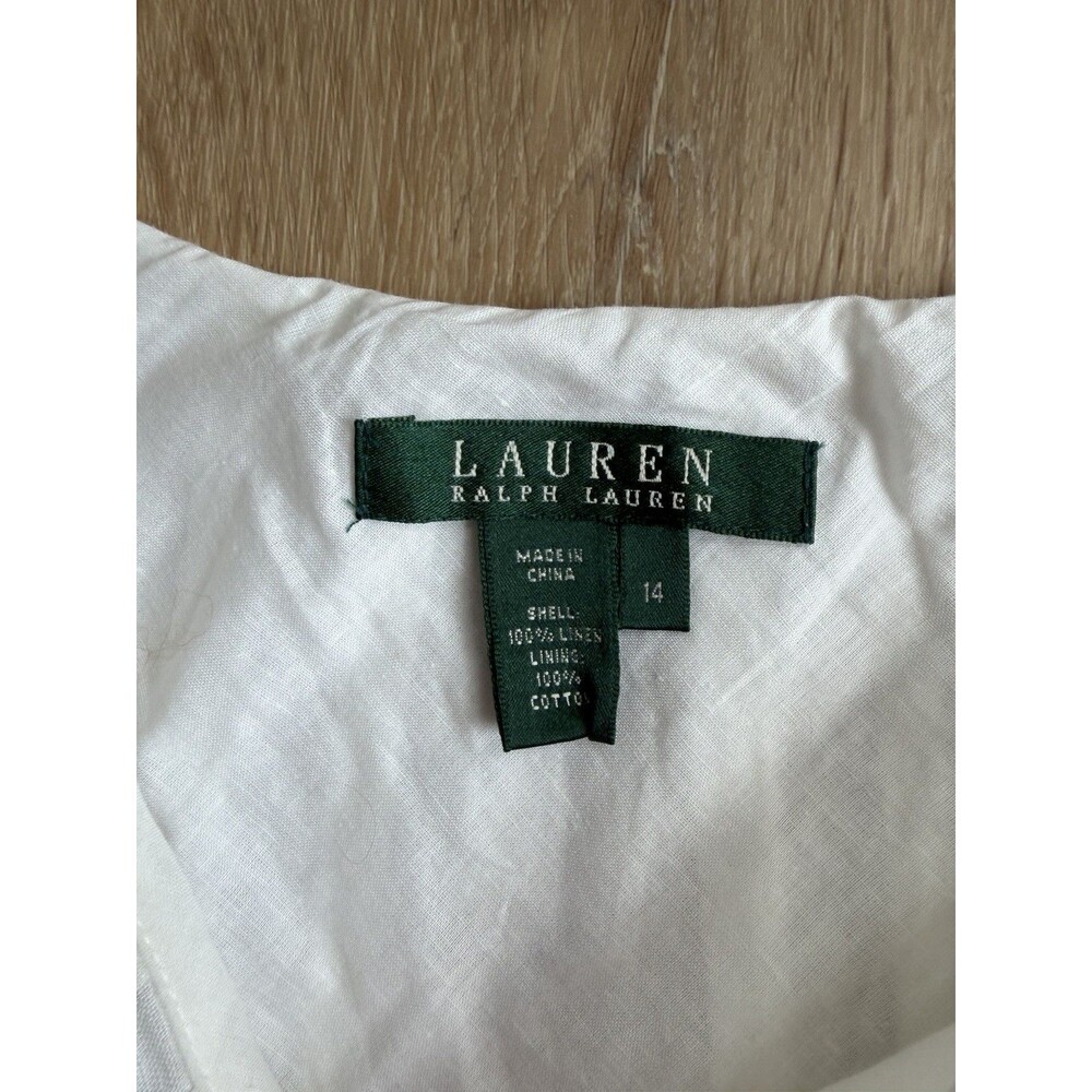 Lauren by Ralph Lauren White Linen Midi Skirt Size 14 Cottagecore - Picture 2 of 3